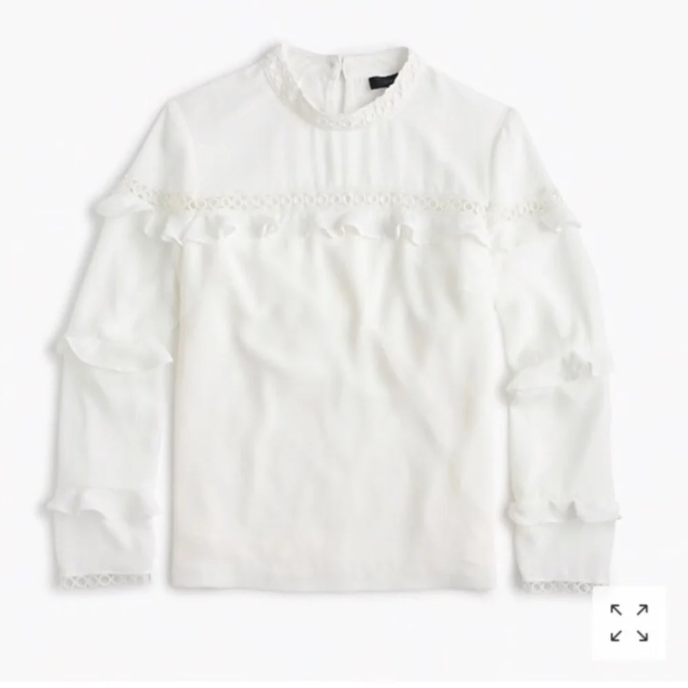 ⭐️ J. Crew White Tiered Ruffle Top 2 Long Sleeve